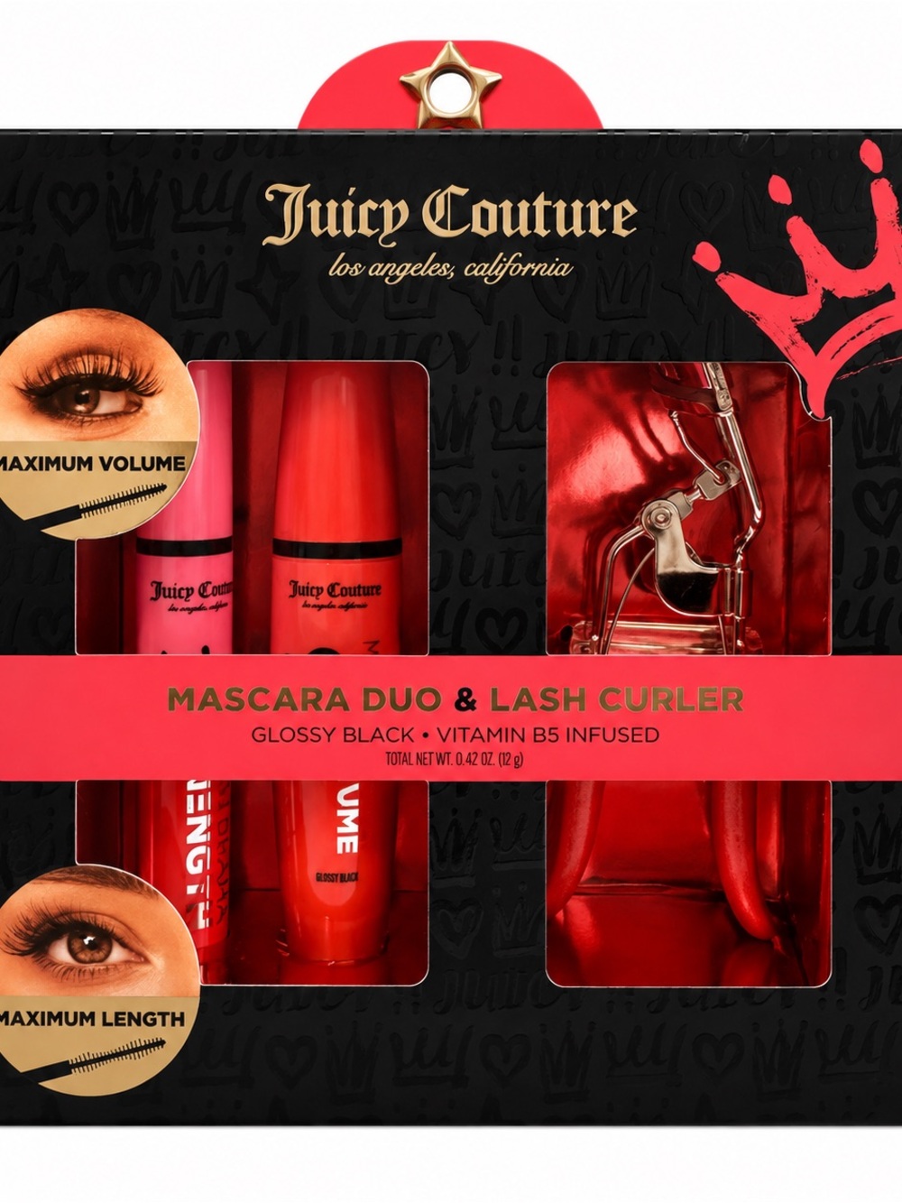 Juicy Couture Mascara Duo & Lash Curler Set Glossy Black Vitamin B5 New With Box